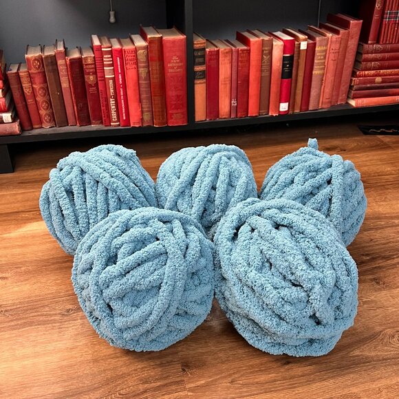 chenille yarn Other - Super Chunky Chenille Yarn Jumbo Crochet Knitting Dusty Blue 5 Large Skeins